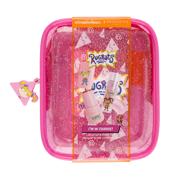 Profusion Cosmetics Rugrats I'm In Charge 2 PC Lip and Cheek Set, Jelly Tint, Gloss and Makeup Bag