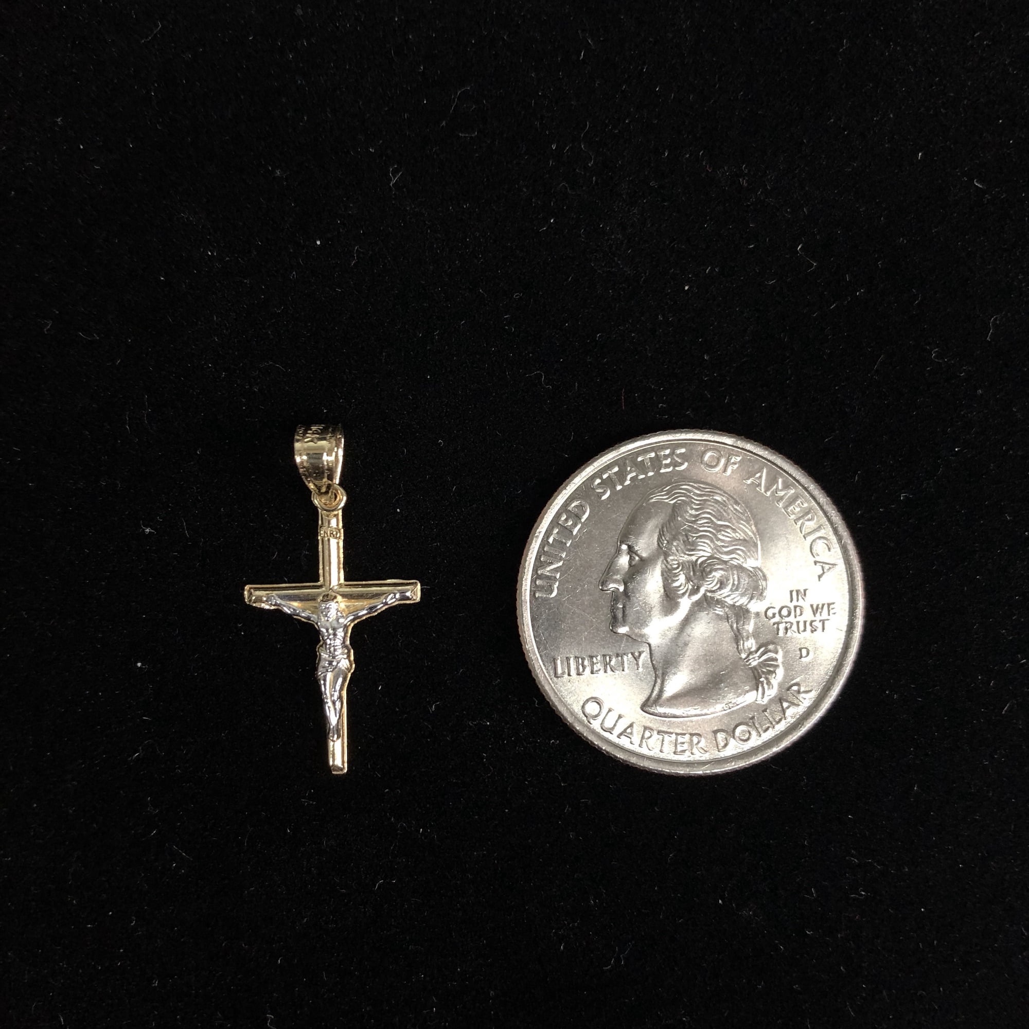 Ioka-14K Two Tone Gold Jesus Crucifix Cross Religious Charm Pendant For Necklace or Chain