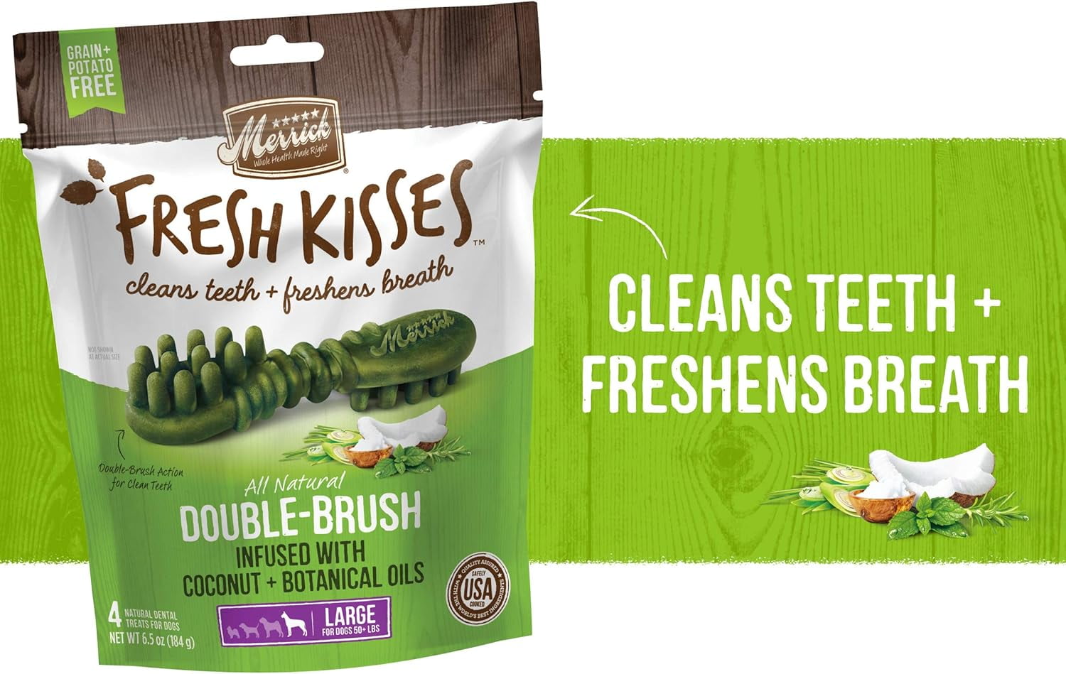 Merrick Fresh Kisses Grain-Free Coconut Oil & Botanicals Large ...