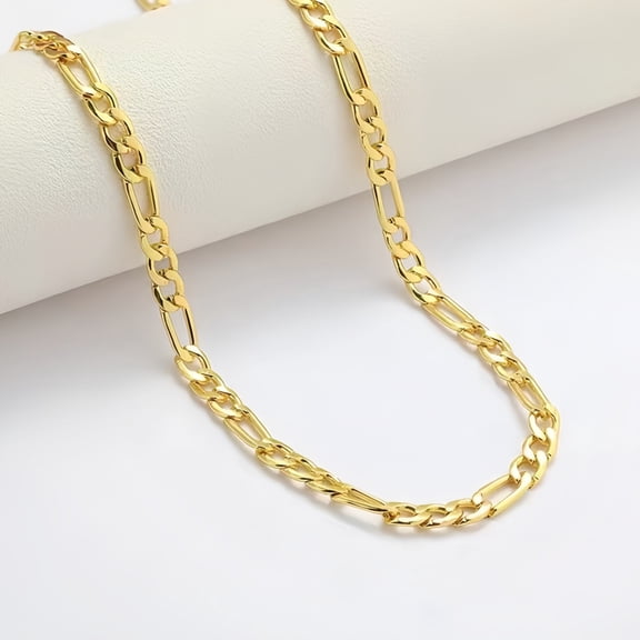 14k Real Yellow Gold Filled Figaro Link 6mm Chain Necklace (24")