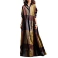 thumbnail image 2 of Women's Plaid Shirt Dress, Long Sleeve Collar Button Down Midi Dress, Classic Smart Casual Dress for Fall or Office, Yellow - L, 2 of 4