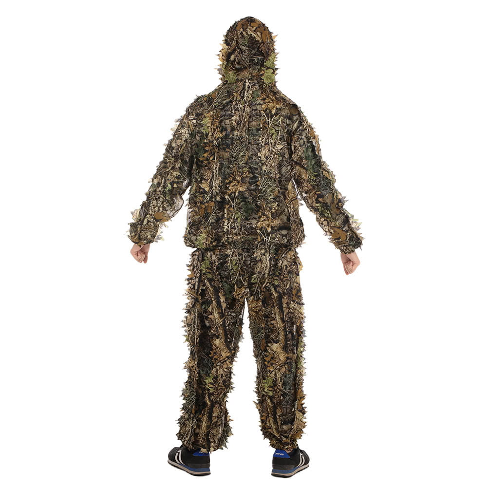 Details about   3D Leaf Camouflage Ghillie Suit Woodland Sniper Hunting Cloak Tactical Clothing 