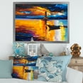 thumbnail image 3 of Little Boat By Lighthouse During Evening Glow 40 in x 30 in Framed Painting Canvas Art Print, by Designart, 3 of 4