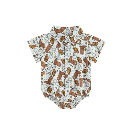 Infant Baby Boys Romper Boots/Horse/Cactus Print Turn-Down Collar Short Sleeve Western Style Jumpsuits Summer Newborn Bodysuits
Infant Baby Boys Romper Boots/Horse/Cactus Print Turn-Down Collar Short Sleeve Western Style Jumpsuits Summer Newborn Bodysuits