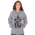 thumbnail image 3 of Halloween Witch Don't Kill My Vibe Unisex Fleece Graphic Zip Up Hoodie Brisco Brands 4X, 3 of 5