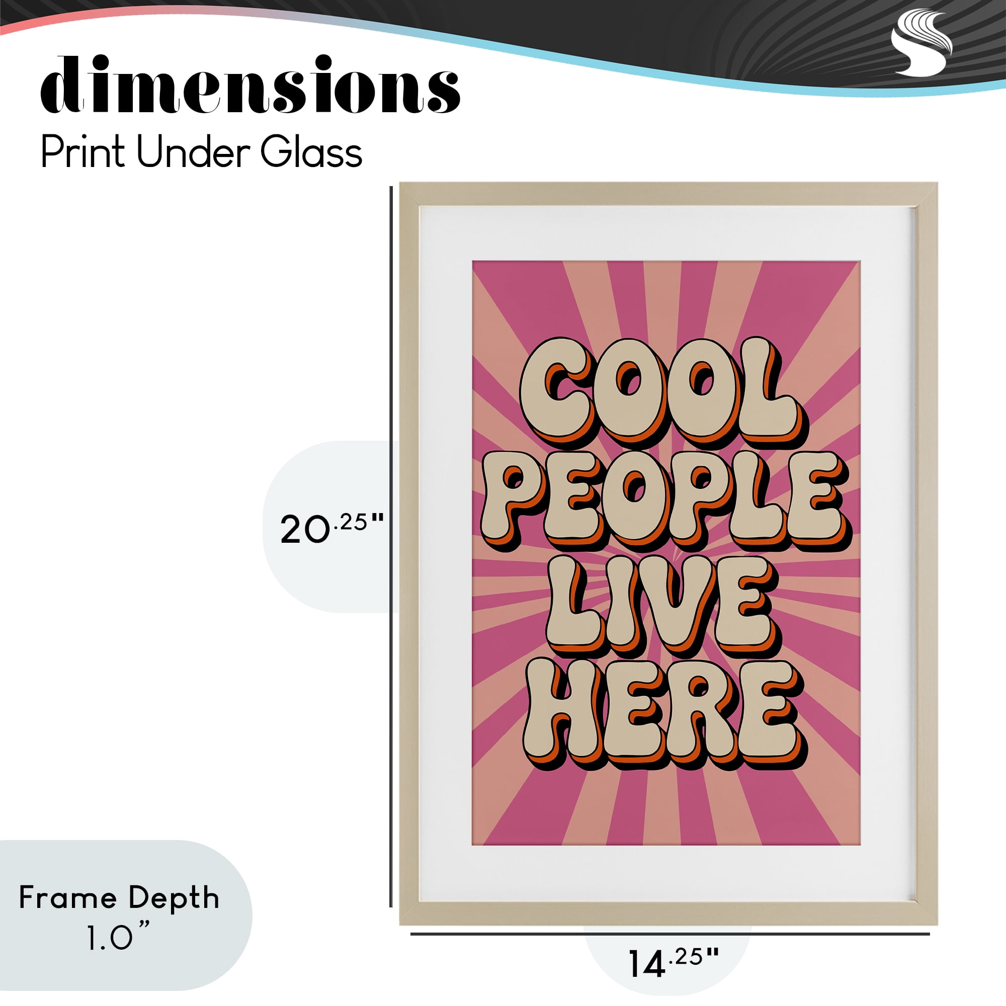 Stupell Industries Groovy Cool People Live Here Birch Framed Print Under Glass, design by Andreas Magnusson