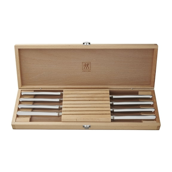 ZWILLING 8-pc 4.5" Stainless Steel Steak Knife Set with 16.5" x  6" Case