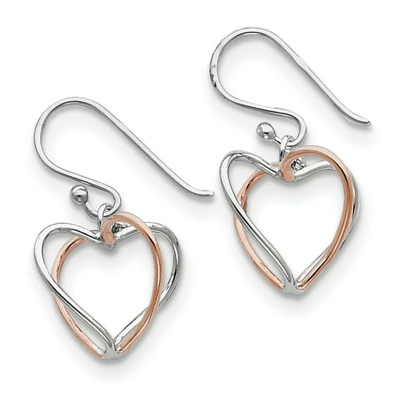 Primal Silver Sterling Silver and Rose Vermeil Heart Dangle Earrings