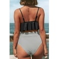 thumbnail image 5 of Cupshe Women's High Waisted Bikini Set Swimsuit Falbala Ruffled Bathing Suit Black, L, 5 of 5