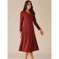 thumbnail image 2 of DARING DIVA Midi Faux Wrap Puff Sleeve Dress M Wine Red, 2 of 5
