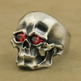 thumbnail image 3 of Red CZ Eyes 925 Sterling Silver Skull Ring Biker Rock Punk Jewelry TA46 US Size 12.5, 3 of 16