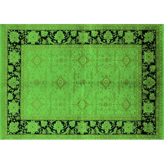 Ahgly Company Indoor Rectangle Oriental Green Industrial Area Rugs, 8' x 10'