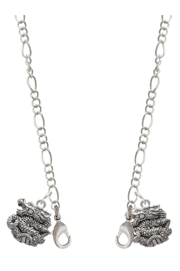 Silvertone Chinese Dragon Silvertone Face Mask Necklace