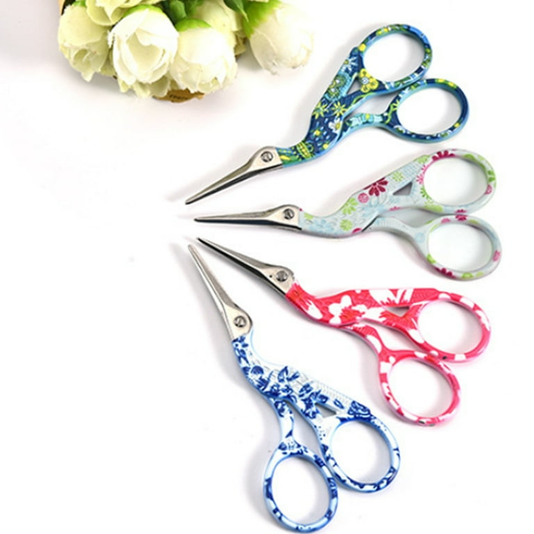 4 Pieces Stork Bird Scissors Embroidery Scissors 3.7 Inch Stainless Steel  Tip Classic Stork Scissors Sewing Dressmaker Scissors Shears for Sewing