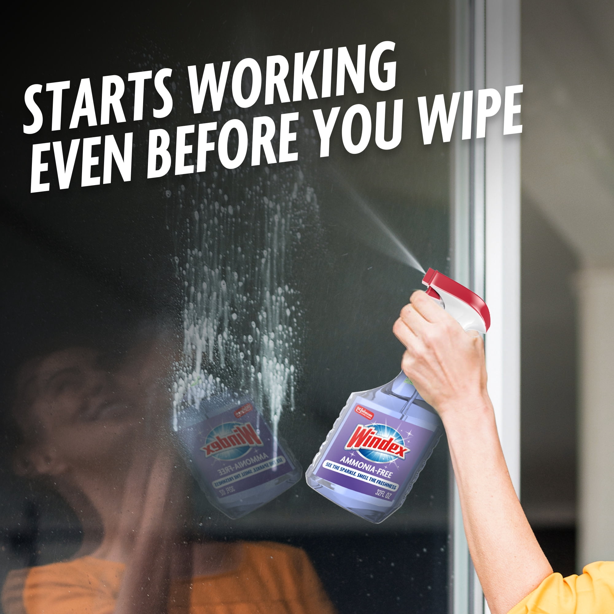 (2 pack) Windex Ammonia-Free Glass, Window, Mirror, and Windshield Cleaner, Crystal Rain Scent, Spray Bottle, 32 fl oz