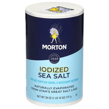 Morton All-Purpose Iodized Sea Salt, Fine Sea Salt, 26 oz