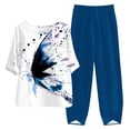 thumbnail image 2 of Puntoco-Conjunto de traje de dos piezas para mujer, top corto con cuello redondo y pantalones informales, estampado de verano, liquidación Puntoco Puntoco-3159, 2 of 4