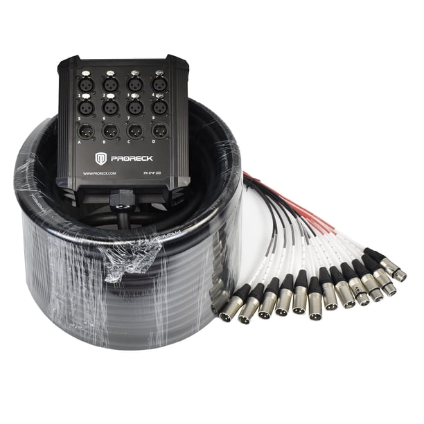 Divisor XLR Snake Cable PRORECK de 8 canales, 30 m de largo