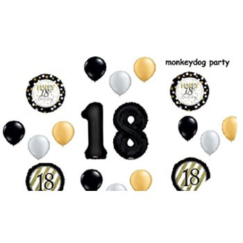 18 pc balloon set 18th birthday black gold classy party decorations balloons vhtf
