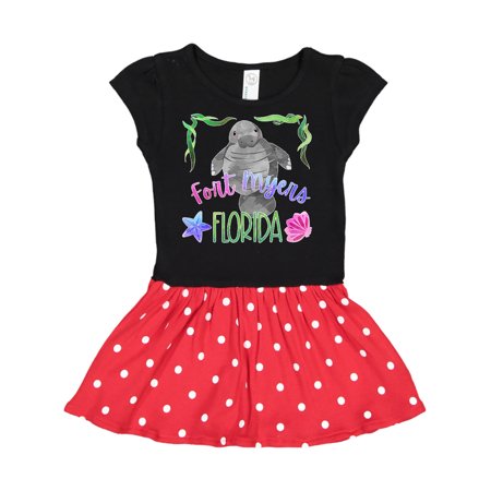 

Inktastic Fort Myers Florida Cute Swimming Manatee Gift Toddler Girl Dress
