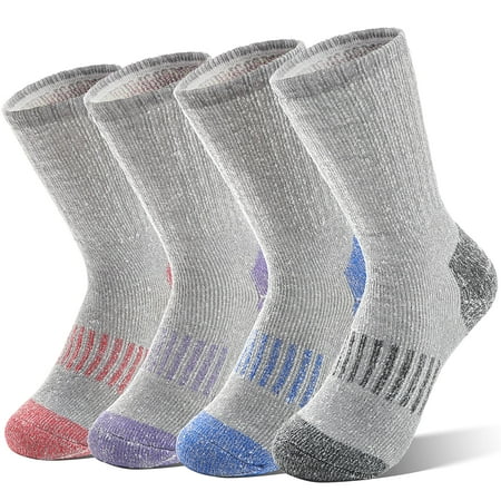 

Sandsuced Kids Merino Wool Hiking Socks Girls Boys Winter Thermal Warm Cozy Boot Thick Cushion Gift Stocking Sutffers Socks 4 Pairs(Purle/Blue/Red/Grey 8-12 Years)