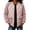 Pink, variant on Women's Winter Coat Sherpa Panel Full Zip Short Windbreaker Puffer Jacket Insulated Warm Layer M-3XL