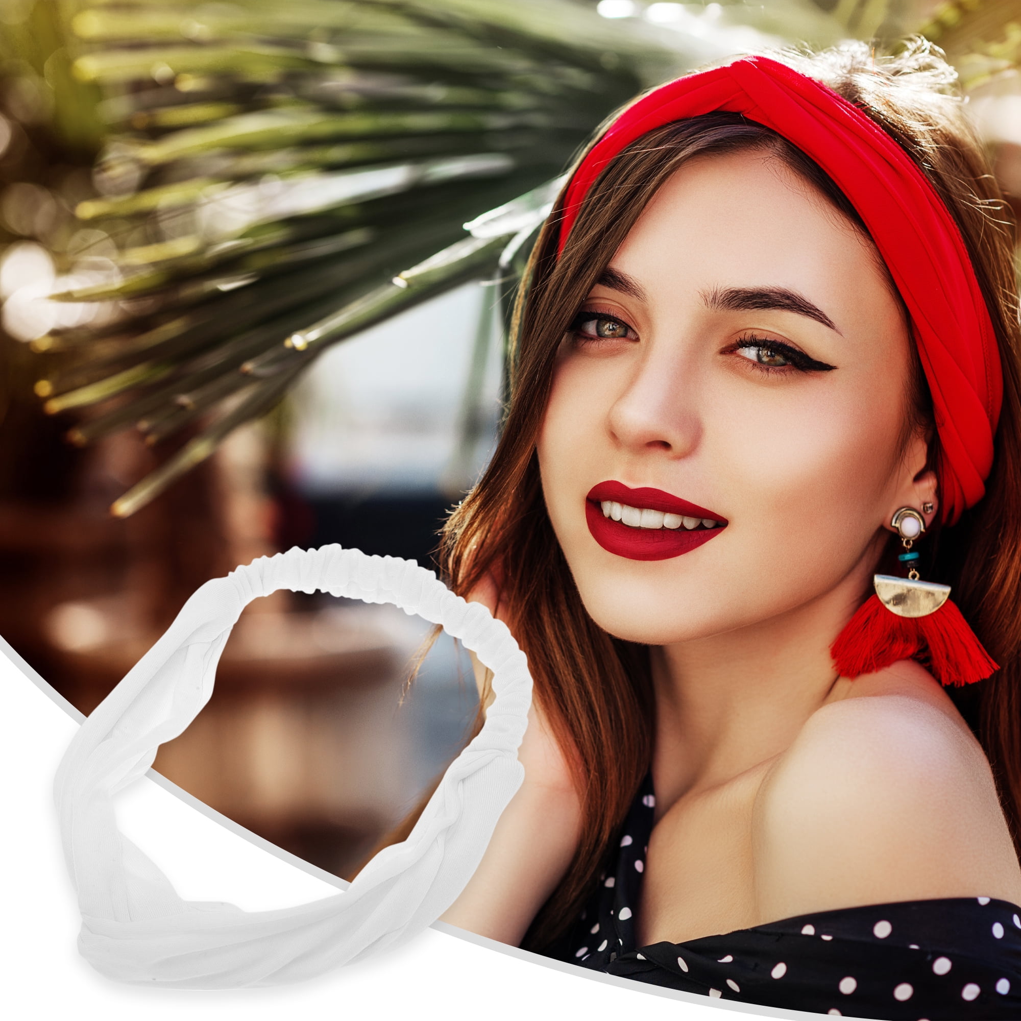 Unique Bargains Stylish Simple Solid Elastic Cross Headwrap White
