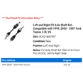 thumbnail image 2 of Left and Right CV Axle Shaft Set - Compatible with 1999, 2005 - 2007 Ford Taurus 3.0L V6 2006, 2 of 2