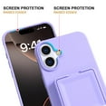 thumbnail image 4 of Case Compatible with iPhone 16, Wallet Case with Credit Card Holder & Hidden Mank-up Mirror, Hybrid Shockproof Heavy Duty Protection Lightweight Kickstand Cover Women Girls, Purple, 4 of 7