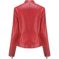 thumbnail image 2 of Women's Genuine Red Lambskin Leather Jacket Motorcycle Biker Leather Jacket W581, 2 of 3