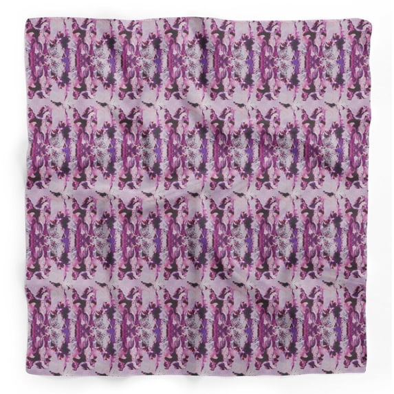 Bimba Purple Abstract Tie-Dye Printed Pure Silk Scarf For Hair Neck Head Bandanas For Women 40 x 80 Inches