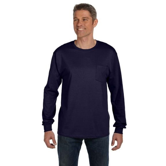 Hanes 5596 Men'S 6.1 Oz. Long-Sleeve Pocket T-Shirt