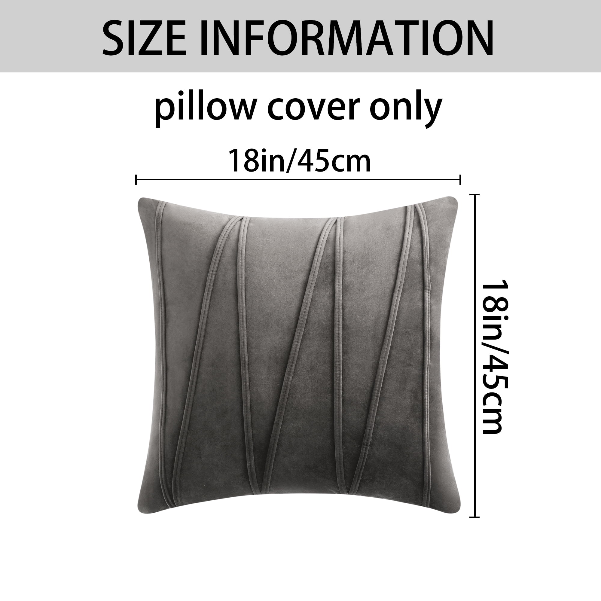 Unique Bargains Velvet Throw Pillow Covers Set of 2 Square Cushion Grey 18" x 18"