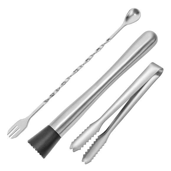 Bewildely Juego de 3 unidades de herramientas para revolver barman, batidor de vino, cuchara mezcladora de acero inoxidable, barra agitadora, Clip para Barra de herramientas Bewildely HA006553-00