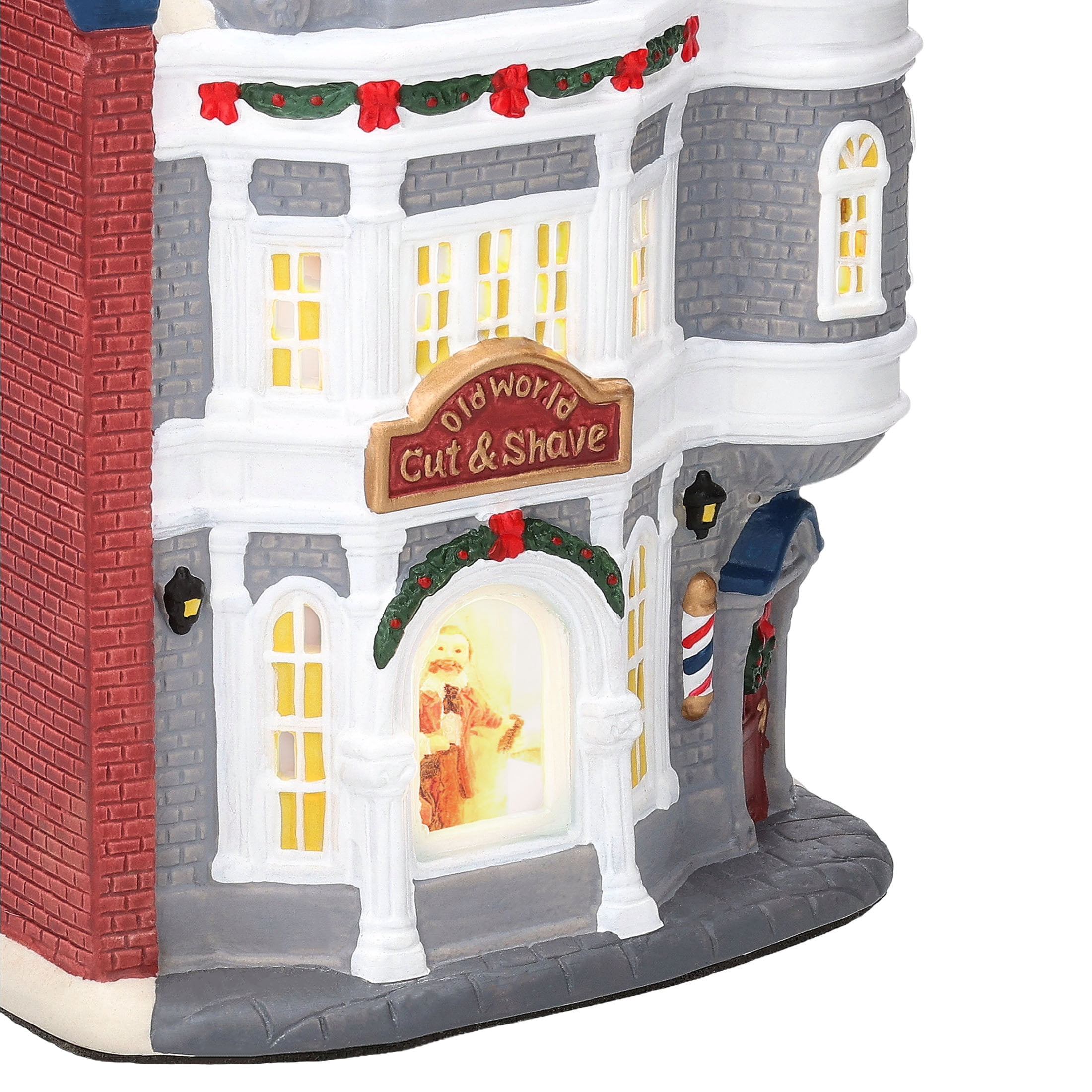 Light-Up Christmas Village Cut and Shave Store, Multicolor, 9.62", by Holiday Time