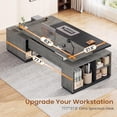 thumbnail image 6 of SEDETA 77.1" Executive Large Electric Standing Desk, Height Adjustable Sit Stand Desk with 2 Drawers, Storage Cabinet & Charging Port for Home Office, Grey, 6 of 9
