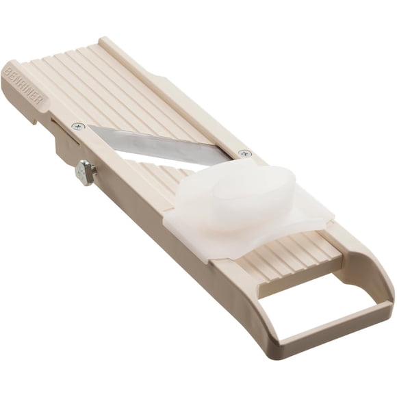 Benriner Mandoline Slicer with 4 Blades, Japanese Stainless Steel, BPA Free, 12.75 x 3.625-Inches, Beige