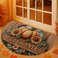 thumbnail image 1 of Thanksgiving Floor Mat, Non-Slip Entryway Rug, Velvet Pumpkin Half-Round Doormat for Front Door, Porch, Kitchen, Home Decor, Washable Indoor Outdoor Welcome Mat with Fall Harvest Maple Leaf Design, 1 of 6