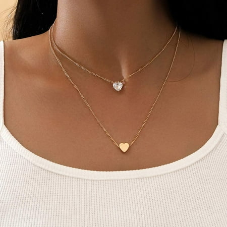 IGUOHAO Rhinestone Necklace Crystal Heart Star Necklace Statement