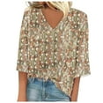 thumbnail image 1 of YDLCAFD Chemise Décontractée à Manches 3/4 pour Femmes, Col en V, Ample, 1 of 3