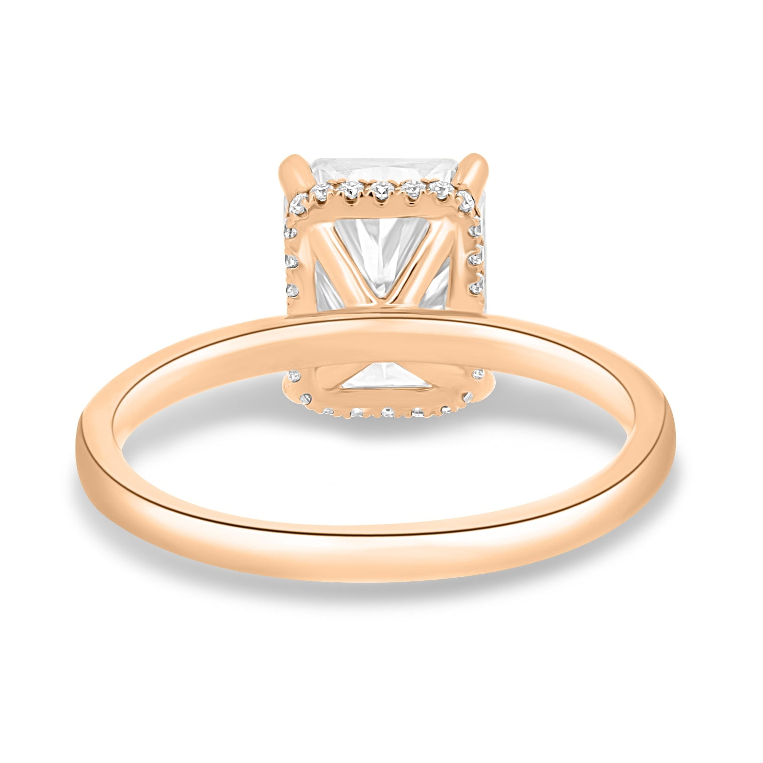 ESTE ORIGIN 4 Ctw Radiant Lab Grown Diamond Solitaire Ring with Hidden Halo in 10K Rose Gold for Women