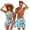 Blue Hawaiian Hibisucs, variant on Matching Swimsuits for Couples Red Hibiscus Palm Leaves Bikini Sets for Women Remowable Pad 2 Piece Mens Swim Trunks Swimsuit Trendy Aloha Outfits