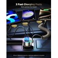 thumbnail image 4 of Cargador de coche FLYLEAD de 60 W USB C de carga rápida PD y QC3.0 con cable, 4 of 6