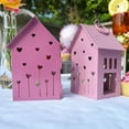 thumbnail image 5 of 2 Piece Pink Town House Tea Light Candle Lanterns,  Hearts Pattern, 2 Count, 5 of 6
