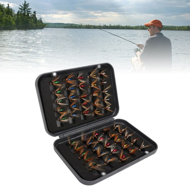 Ymiko Fly Fishing Lures Kit, Simulated Fly Fishing Bait Lures 50pcs For Pond For Amateur