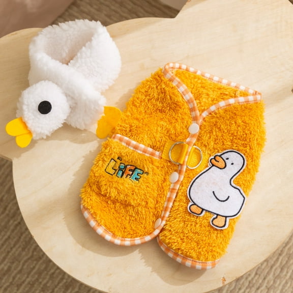 Warm Sleeveless Dog Sweater with Scarf, Soft Winter Pet Clothes for Small Dogs Indoor Outdoor Wear