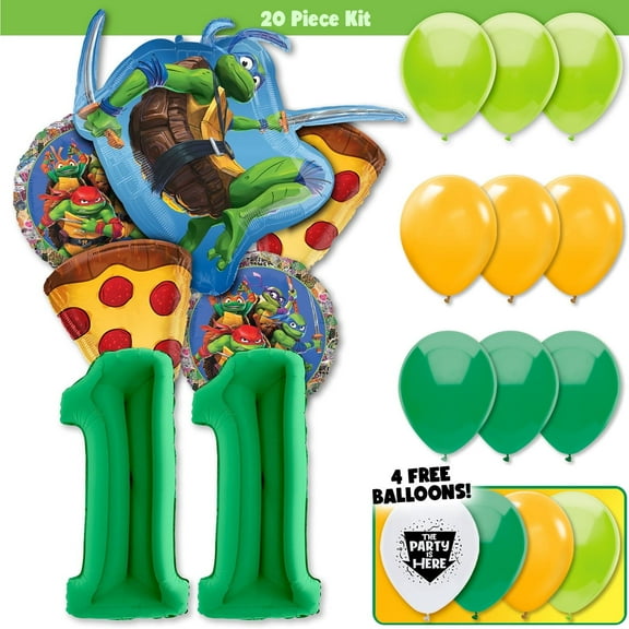 20pc TMNT Teenage Mutant Ninja Turtles Cowabunga Pizza Party Balloon Kit - Birthday Party Decoration Supplies