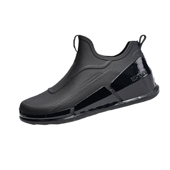 AUDeals Men Work Boots, Short Rubber Rain Boots, Waterproof Non Slip Boots for Garden and Outdoor Work (Black, 9)