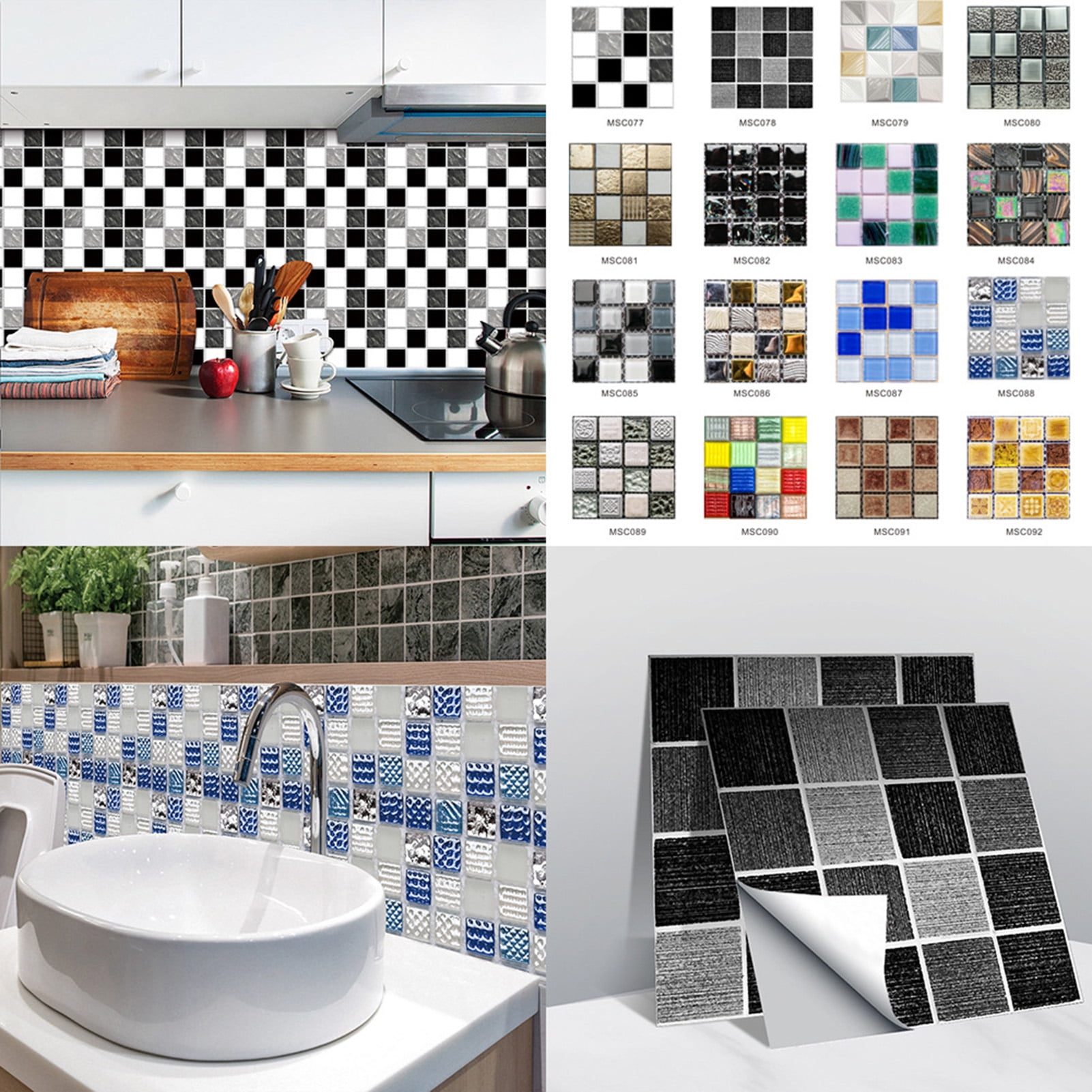 3D DIY Mosaic Self Adhesive Wall Tile Brick Bathroom Sticker Waterproof PVC