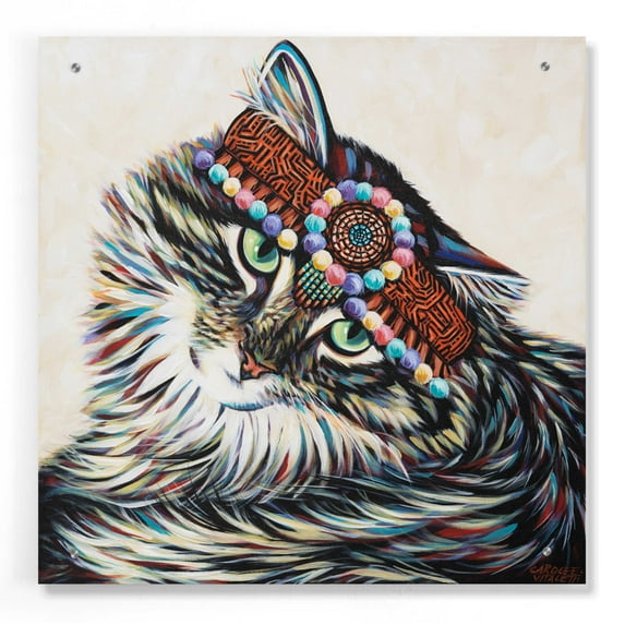 Epic Art 'Hippie Cat I' by Carolee Vitaletti, Acrylic Glass Wall Art, 24"x24"